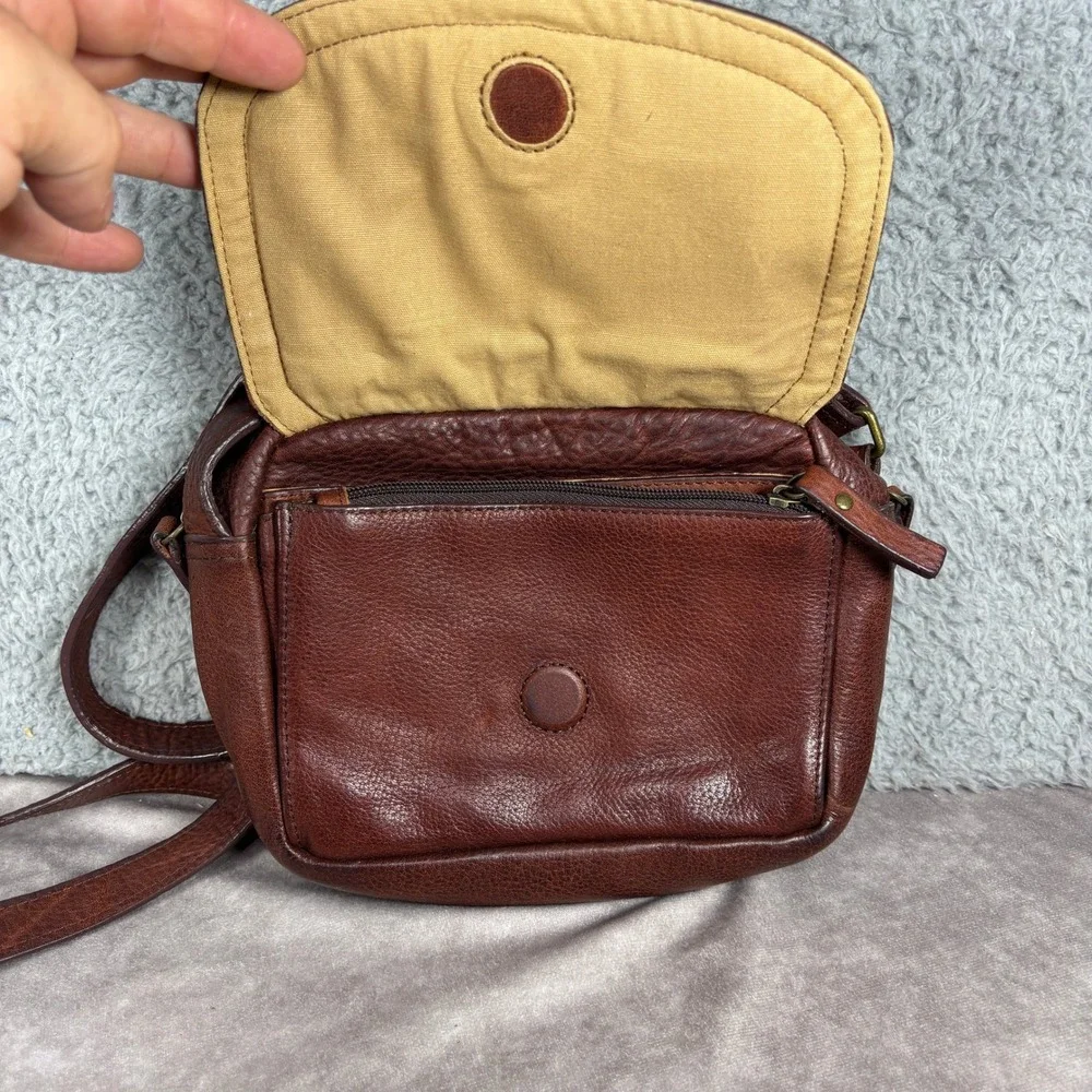 Duluth Trading Co Crossbody Bag Womens Small Brown Leather Pebbled Organizer